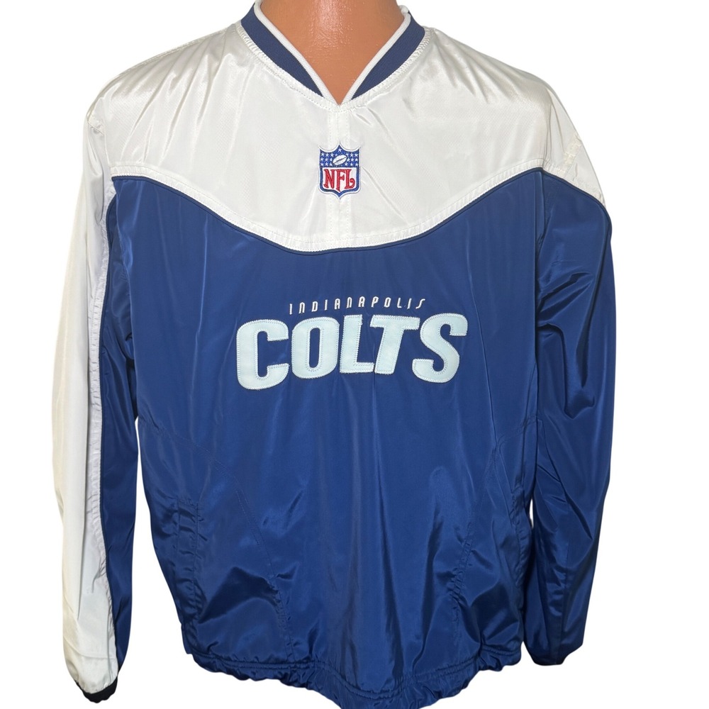 Reebok Indianapolis Colts NFL Windbreaker Pullover Blue White XL